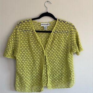 Women's Yellow Crochet Button Down Shirt